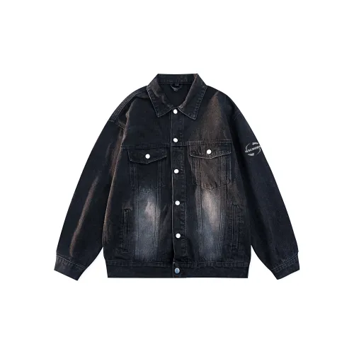 Magmode Denim Jackets Unisex Distressed White/Black