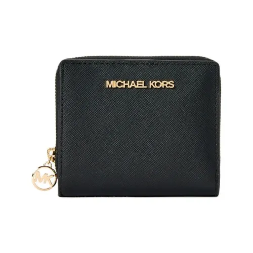 MICHAEL KORS Jet Set Travel Coated Canvas Wallet Medium Size Women's Black