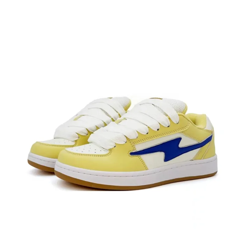 FANTASTIC XBOX Abrasion Resistant Low Top Skateboard Shoes Women's Yellow Blue-3