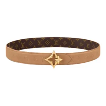 LOUIS VUITTON Canvas Leather Belts Women's Arizona Brown Width  3cm
