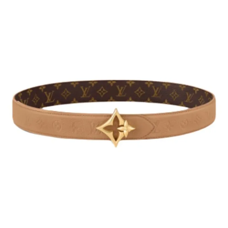 LOUIS VUITTON Canvas Leather Belts Women's Arizona Brown Width  3cm-0