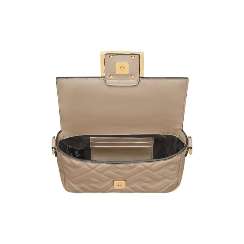 FENDI Nappa Leather With Lambskin Crossbody One Shoulder Handbag Mini Women's Dove Gray-3