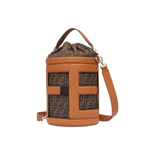 FENDI Leather Bucket Bags Shoulder Bag Crossbody Bag Handbag Women's Brown