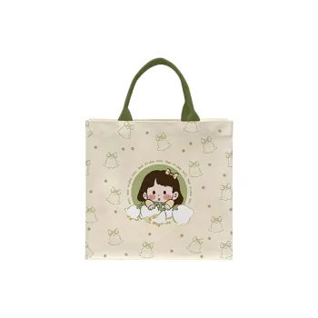 AOSONG Canvas Bag, Handbag Unisex Ecru & Avocado Green