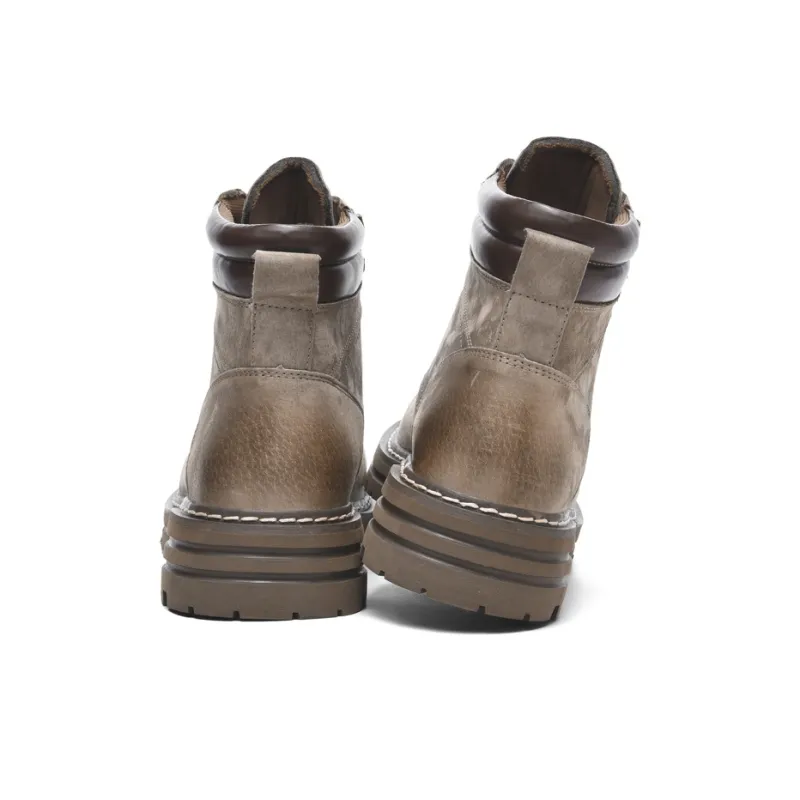LONSDALE Height Increasing Abrasion Resistant Slip Resistant Mid Top Pigskin, Casual Versatile Martin Boots Unisex-8