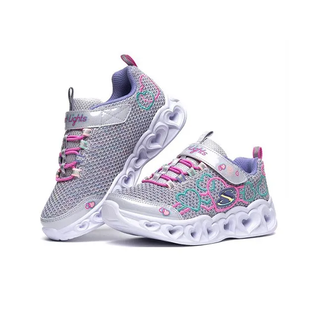 Skechers Heart Lights Kids Lifestyle Shoes Purple Green Teenagers-2