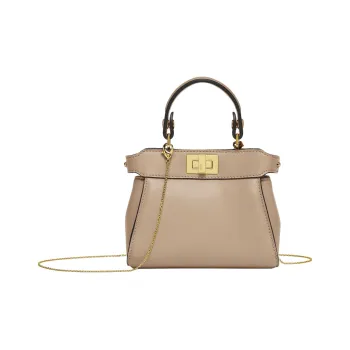 FENDI Peekaboo Lambskin Shoulder Bag, Crossbody Bag, Handbag Mini Women's Dove Gray
