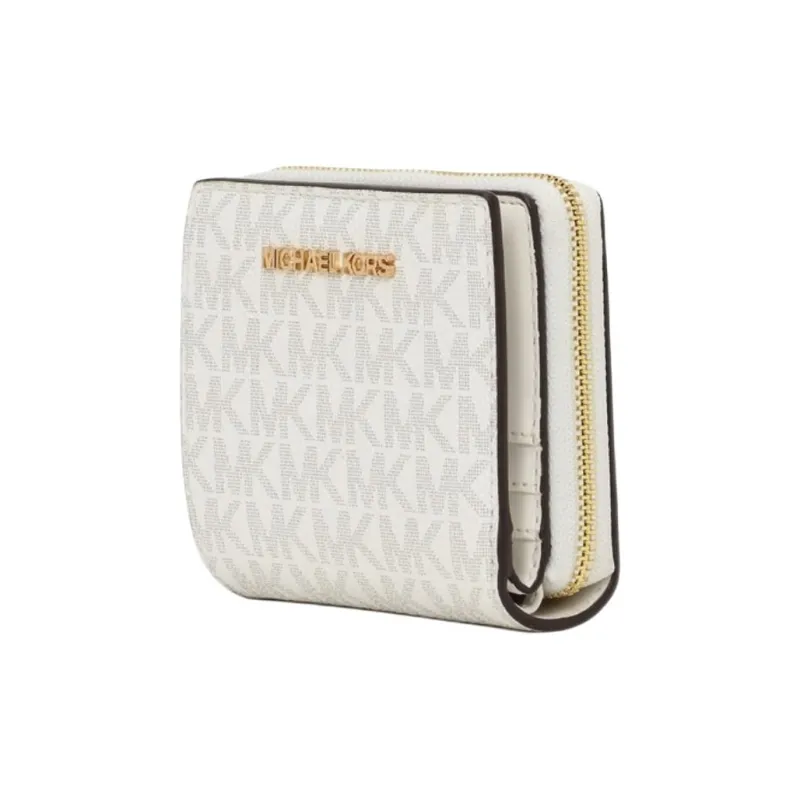 MICHAEL KORS Jet Set Travel Coated Canvas Wallet Medium Size Women's Glossy White-1
