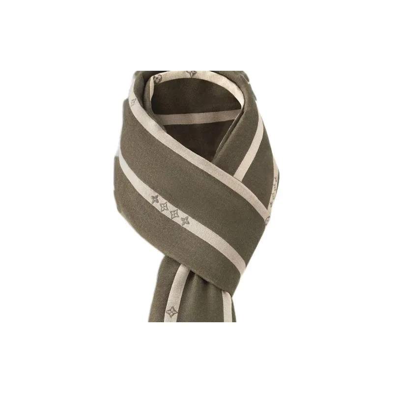 LOUIS VUITTON Wool Knit Scarves Unisex Green-2