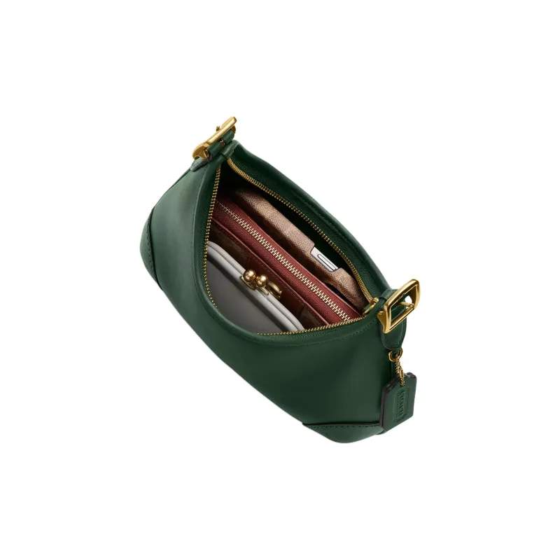 COACH Hamptons Glove Tanned Leather Crescent Bag, Handbag, Shoulder Bag Tubas Women's Hunter Green-4