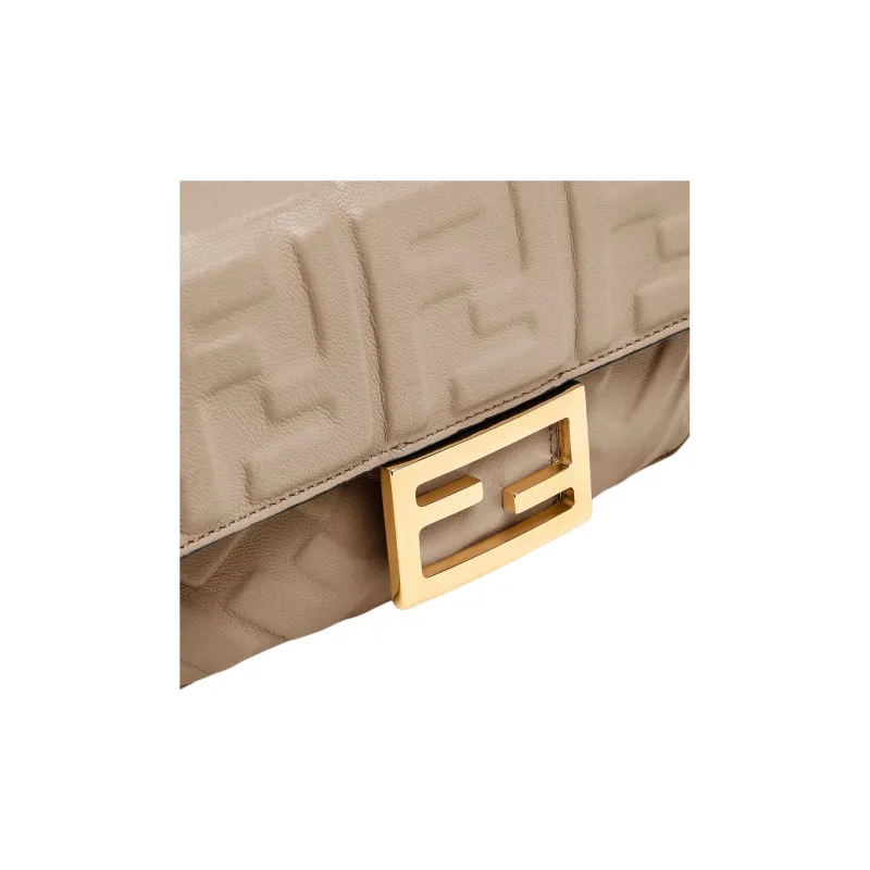 FENDI Nappa Leather With Lambskin Crossbody One Shoulder Handbag Mini Women's Dove Gray-4