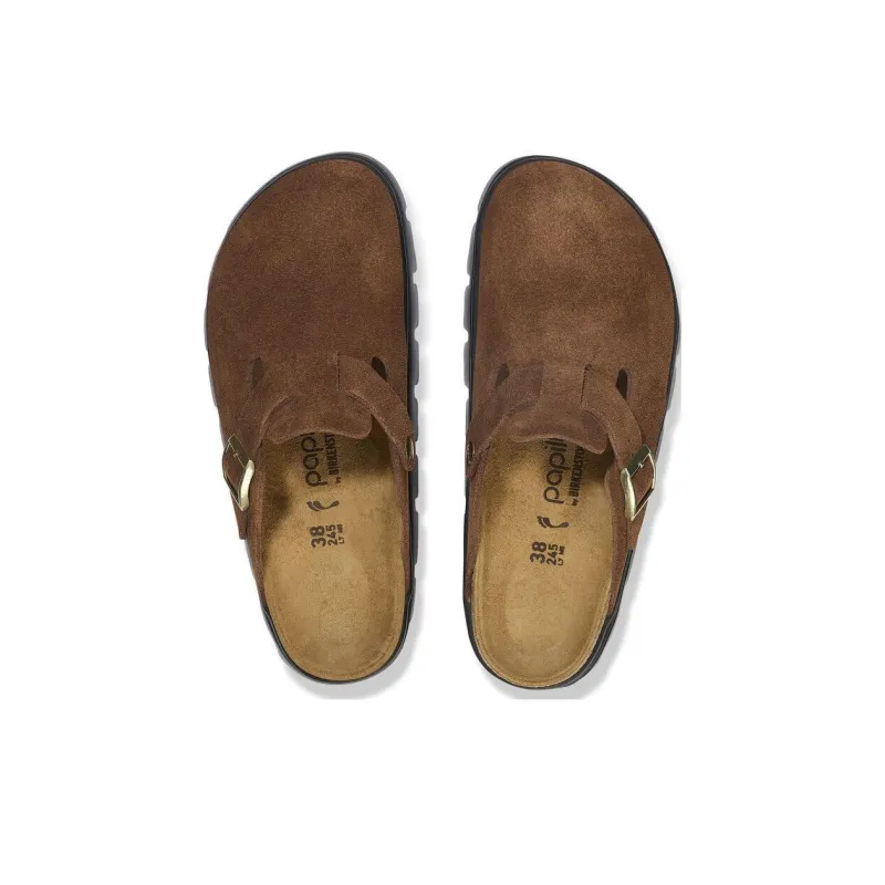 Birkenstock Boston Chunky Suede Dark Tea Black Narrow Women's-4