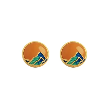 Xiaoyinjiang 925 Sterling Silver Beeswax Stud Earrings-Jade Stud Earrings-Ear Jewelry Women's