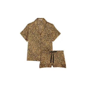 Victoria's Secret Satin Short Pajama Set / New Glam Leo Pajama Set Women's Leopard Print