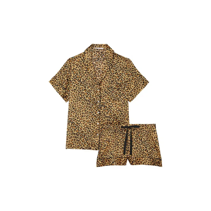 Victoria's Secret Satin Short Pajama Set / New Glam Leo Pajama Set Women's Leopard Print-0