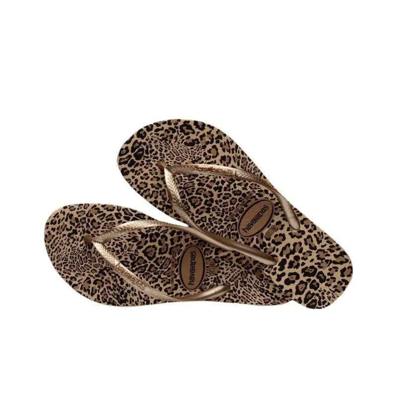 Havaianas Rubber Sole Abrasion-Resistant Flip Flops Women's Leopard Print-3