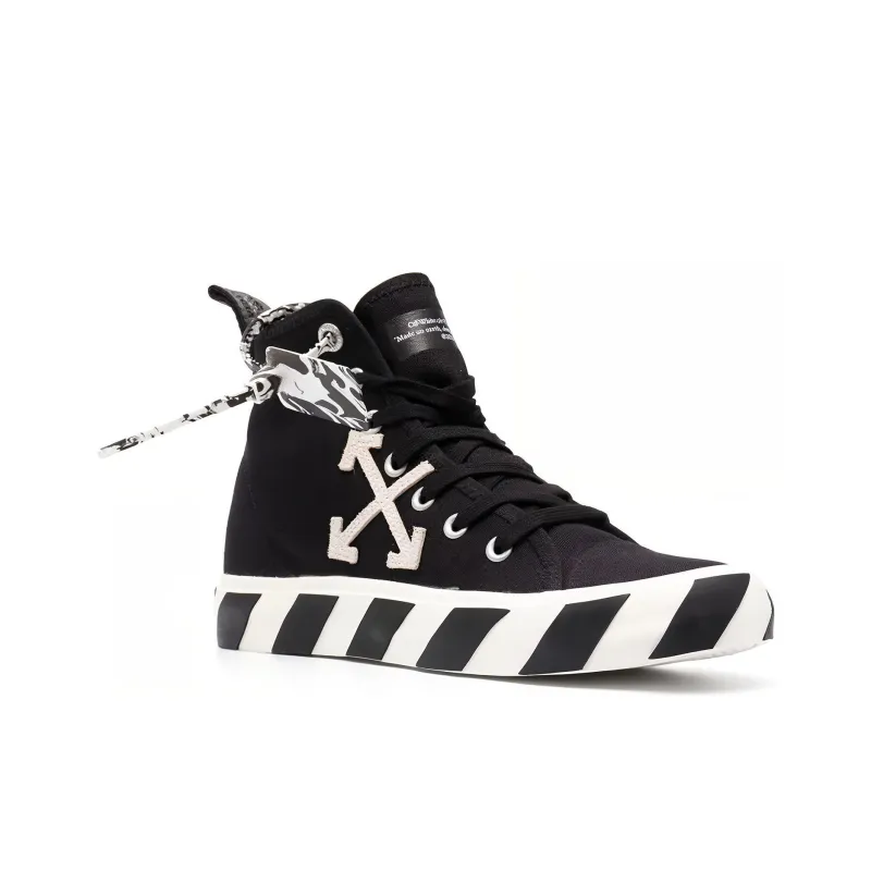 OFF WHITE Mid Top Vulcanized Canvas Sneaker 'Black White'-1