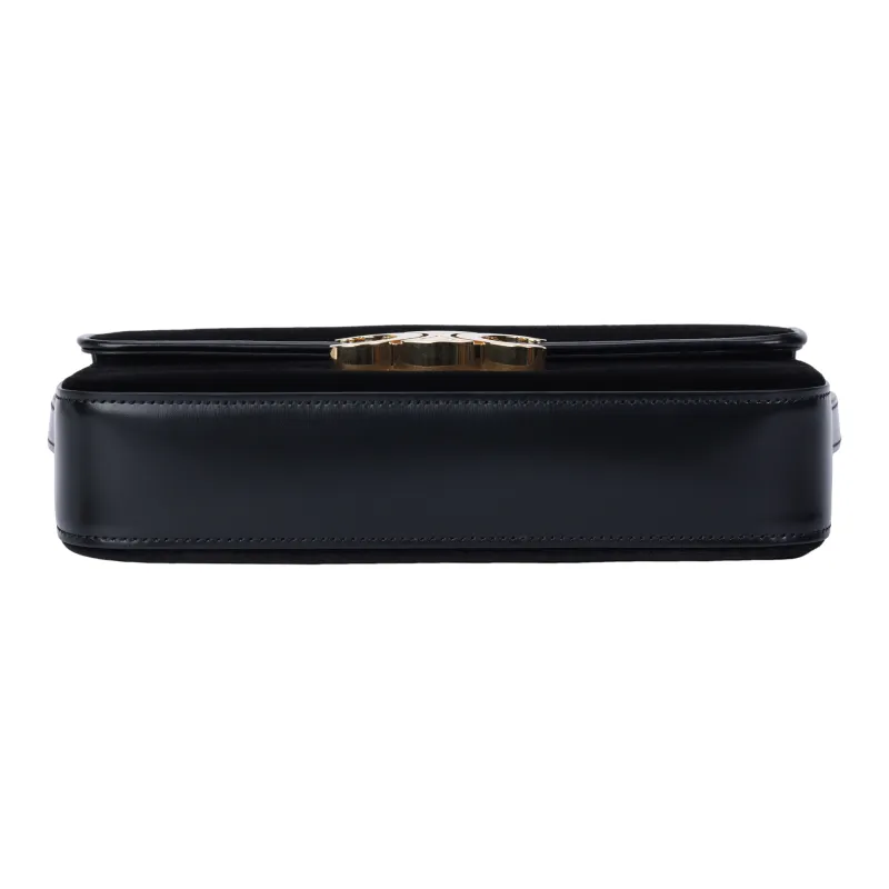 CELINE Triomphe Arc De Triomphe Velour, Cow Leather Handbag, Shoulder Bag, Crossbody Bag Women's Black-6