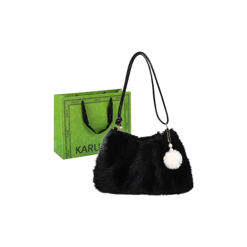 KARUISHA Plush Handbag Shoulder Bag Women's Coffee/Black/White/Blue/Pink-4