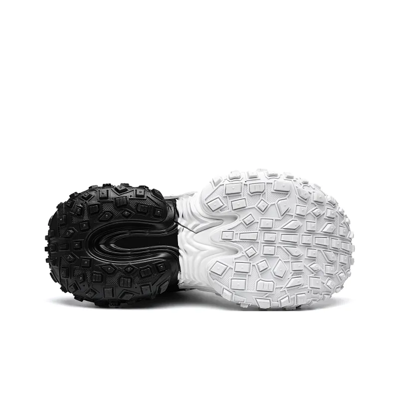 MVA Non slip Wear resistant Impact resistant Low Top Chunky Sneakers Unisex Black White-4