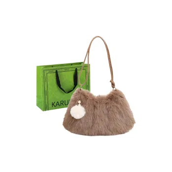 KARUISHA Plush Handbag Shoulder Bag Women's Coffee/Black/White/Blue/Pink