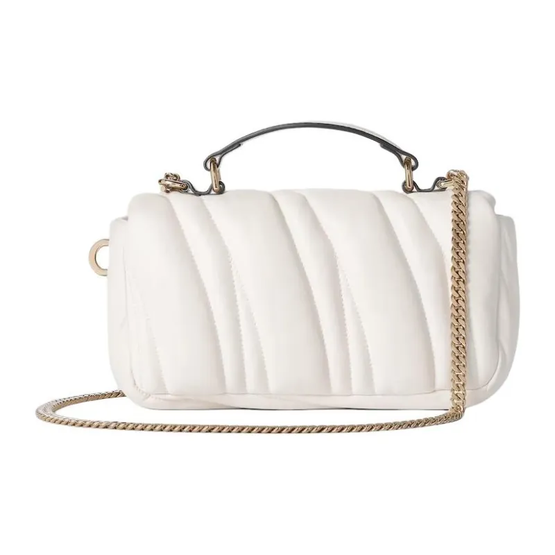 GUCCI Quilted Leather Crossbody One Shoulder Handbag Mini Women's White-2