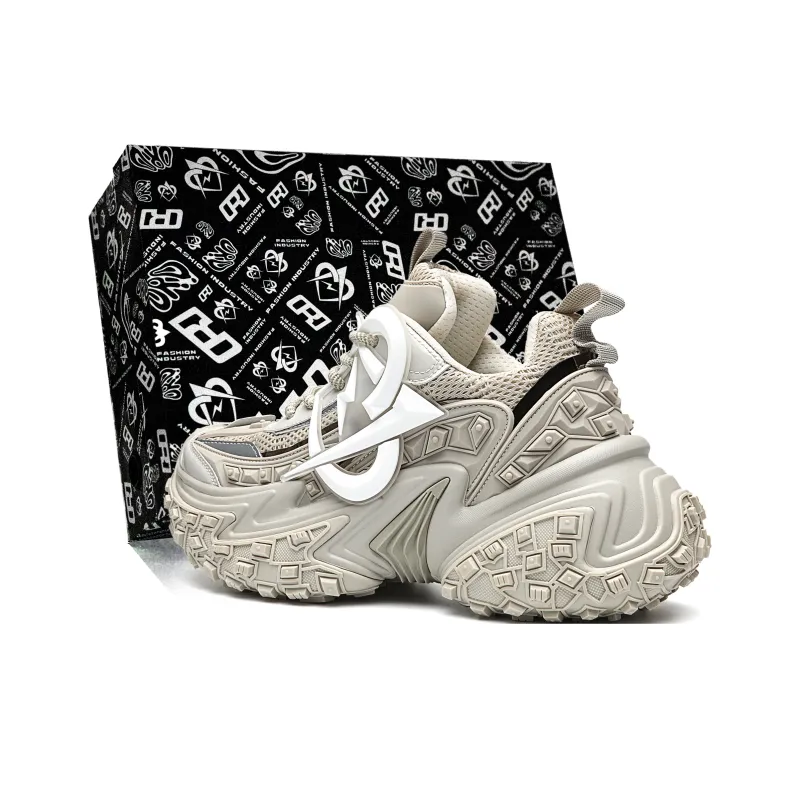 MVA Wear Resistant Low Top Chunky Sneakers Unisex Beige-0