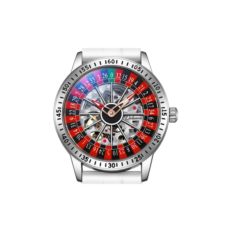 Dulunwe Automatic Mechanical Movement Silicone Strap Watch Men's Watches Cut-Out Dial-1