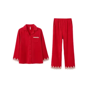 Aannsfam Pajama Set Women's Basic Red