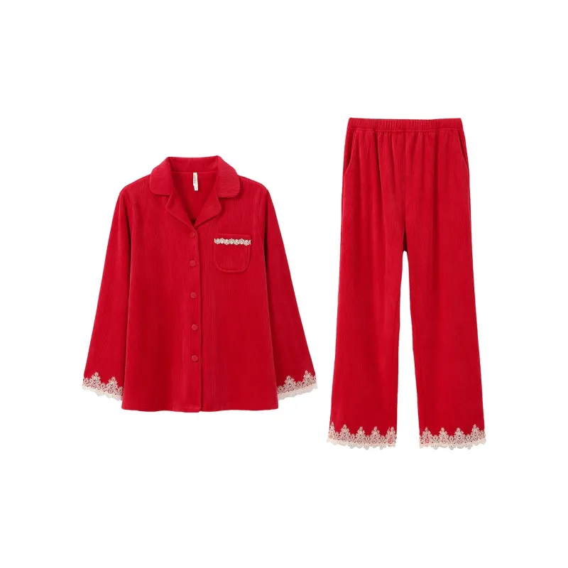 Aannsfam Pajama Set Women's Basic Red-0
