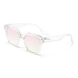 Transparent White Frame with Gradient Pink Lens