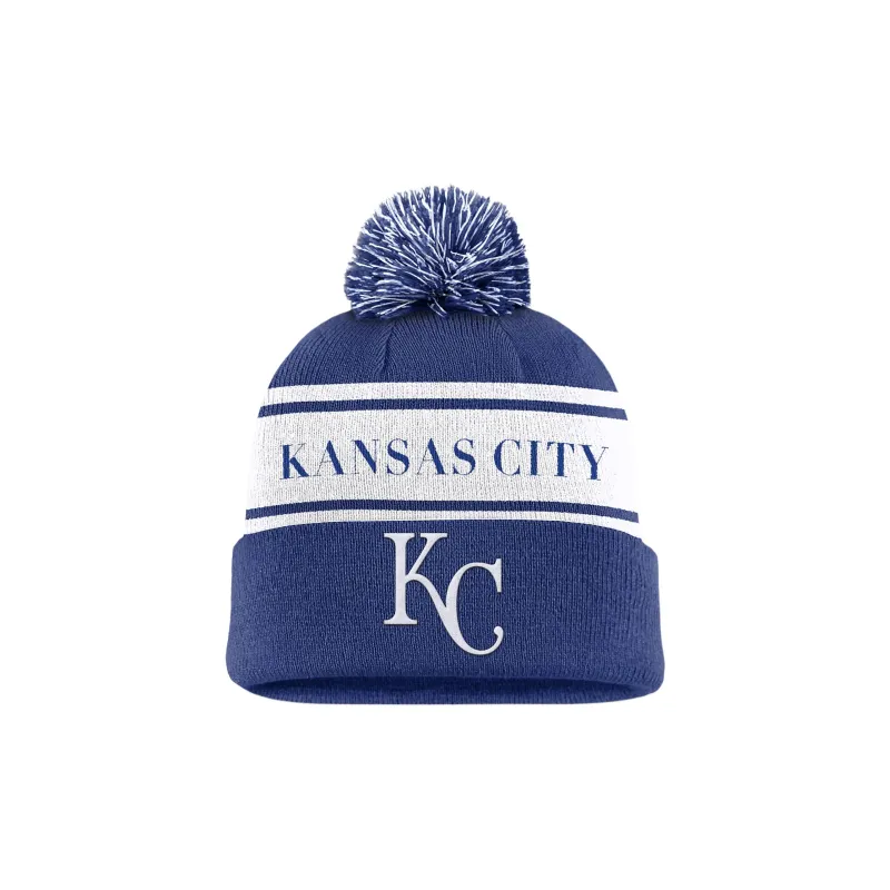 Nike Kansas City S Team Stripe Peak Men's Nike Mlb Cuffed Pom Beanie-0