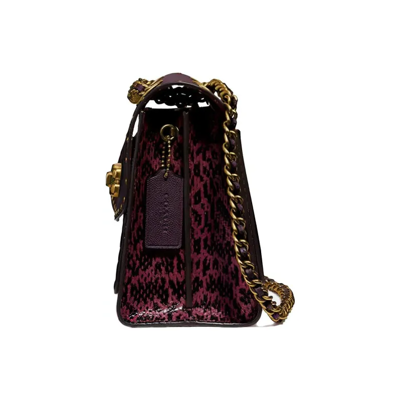 COACH Parker Calfskin Chain Crossbody Bag Shoulder Bag Women's Burgundy Multicolor-1