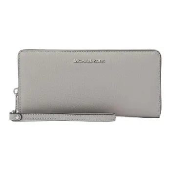 MICHAEL KORS Jet Set Travel Leather Wallet Large Size Women's Pearl Gray