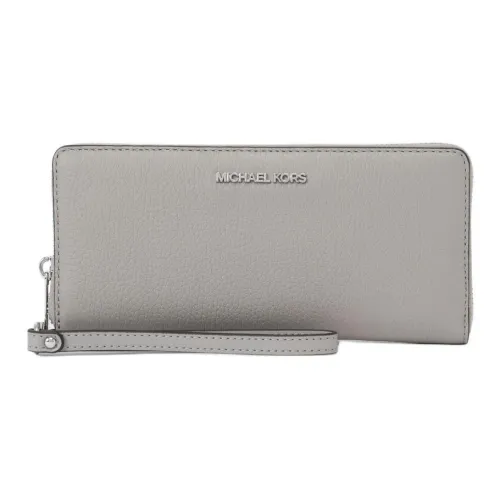 MICHAEL KORS Jet Set Travel Leather Wallet Large Size Women's Pearl Gray