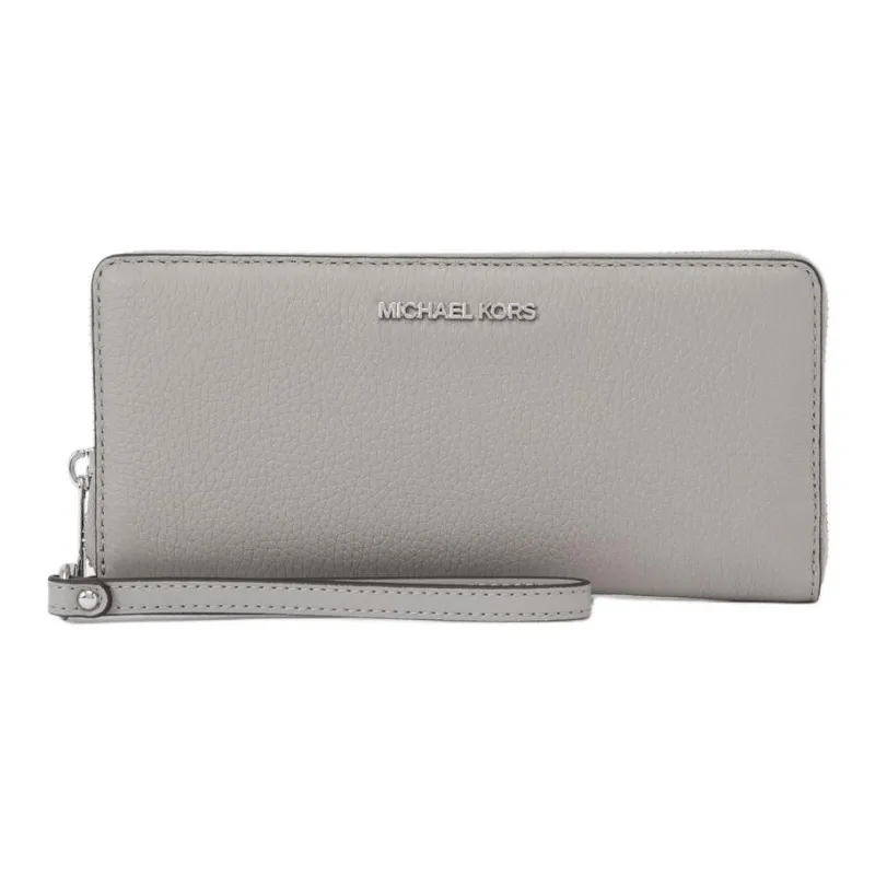 MICHAEL KORS Jet Set Travel Leather Wallet Large Size Women's Pearl Gray-0