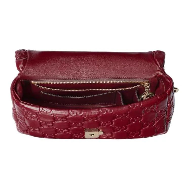GUCCI Loose Leather Crossbody One Shoulder Handbags Mini Women's Red-4