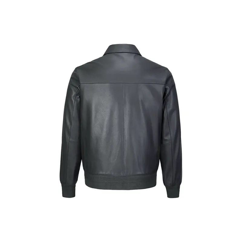 DAVID NAMAN Leather Jacket Men's Gray-2