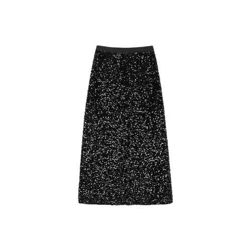 Yu Qianwen Casual Long Skirts Women's Black