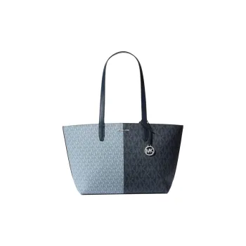 MICHAEL KORS Coated Canvas Tote Bag, Shopping Bag, Handbag Medium Size Women's Marine Blue