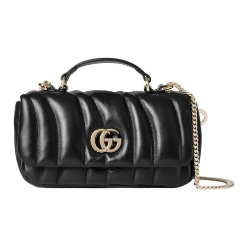 GUCCI Quilted Leather Crossbody One Shoulder Handbag Mini Women's Black
