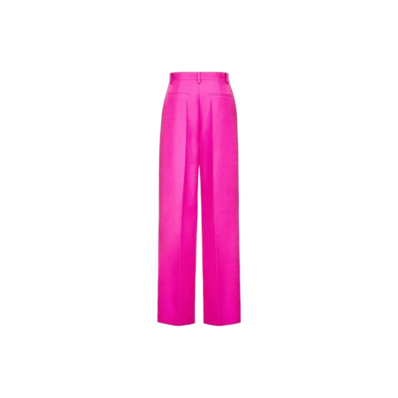 Valentino Crepe Couture Straight Leg Trousers 'Pink'-1