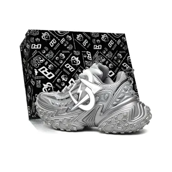 MVA Anti Slip Wear Resistant Breathable Impact Resistant Lightweight Low Top Chunky Sneakers Unisex Silver