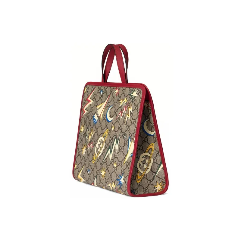GUCCI Canvas With Leather Tote Bag Shopping Bag Handbag Kids' Bags Kids' Ebony/Red-2