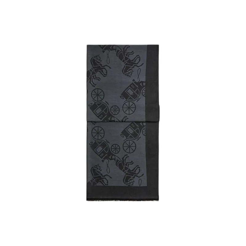 COACH Cotton Knit Scarves Unisex Black-0