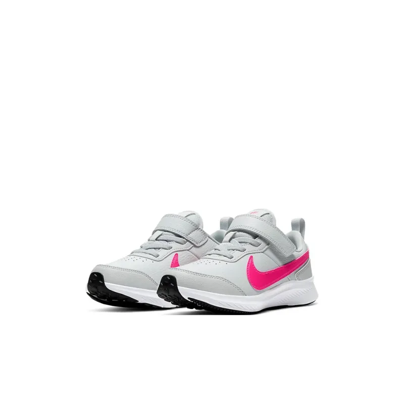 Nike Varsity Leather Slip-Resistant Cushioning Wear-Resistant Sports Casual Shoes Gray Pink Children Aged 3-7 Years Old-2