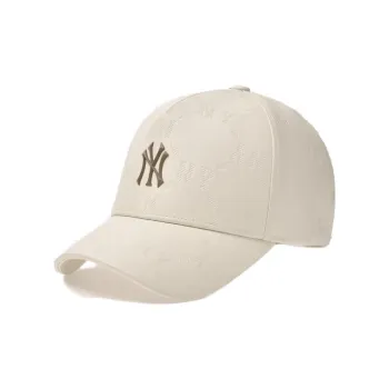 MLB Cotton Leather Baseball Caps Unisex Cream