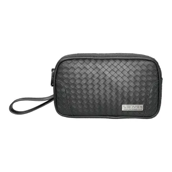 LENYES Woven PU Pattern Handbag Regular Men's Black