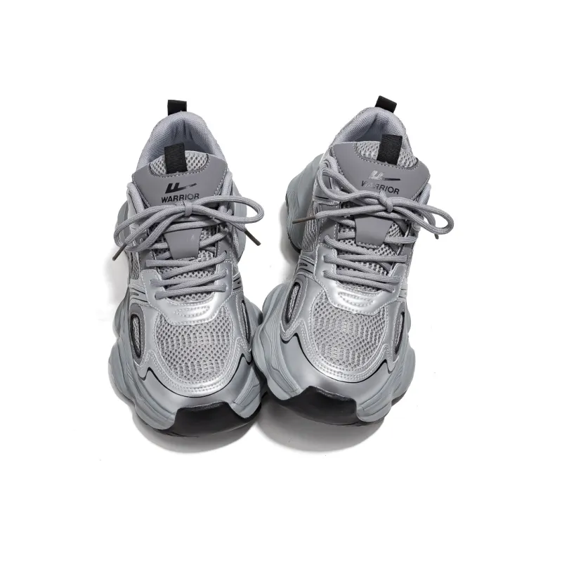 Warrior Breathable Anti Slip And Wear Resistant Low Top Chunky Sneakers Men's Gray Silver-2