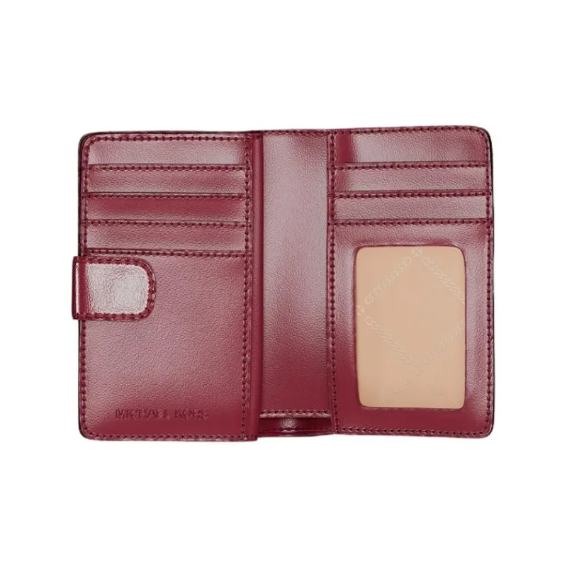 MICHAEL KORS Jet Set Coated Canvas Wallet Medium Size Women's Ox Blood Red-1